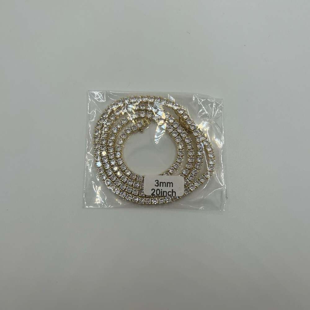 3mm Moissanite Gold Tennis Chain VVS1 No Pass 20 Inch Unisex Iced Waterproof New